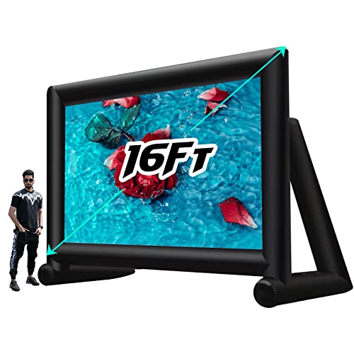 Ozis Upgrade Airtight Movie Screen 16Ft Blow Up Movie Screen For Outdoor/Indoor Use - No Need Power Supply Continuous - Supports Front And Rear Projection #TOP28