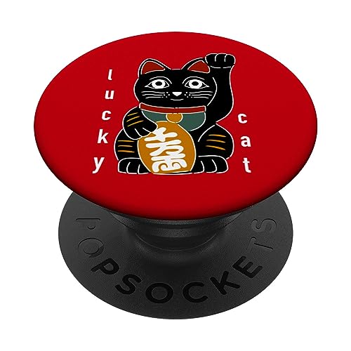 Red Maneki Neko Lucky Cat Retro Vintage Giapponese Estetica PopSockets PopGrip Intercambiabile