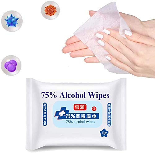 75% Alcohol Wipes Disposable (4 Packs x 10 Wipes) Cleaning Wipes Hand Sanitizer Wipes for Phone, Keyboard, Toy, Refrigerator, Ship from US Warehouse