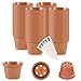 The Hydroponic City 2" Round Terracotta Plastic Flower Pots for Starting Seedlings, Succulents, or Cacti (100 Pots) + THCity Stakes