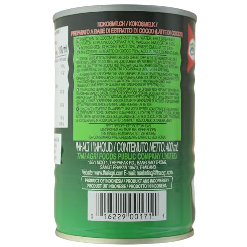 AROY-D Kokosnussmilch I Cremige Kokosmilch zum Kochen & Backen I 100% Vegan & Laktosefrei I Ideal für Currys, Desserts, Smoothies & Cocktails I 1 x 400 ml