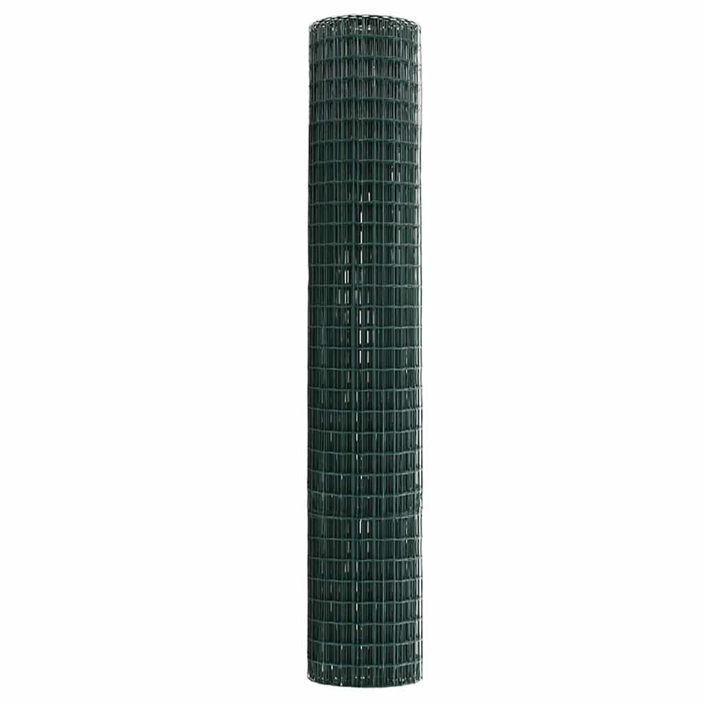 Ogrodzenie euro, zielone, 1,6 x 10 m, żelazo powlekane PCW, wytrzymałe ogrodzenie ogrodowe do użytku na zewnątrz, bariera dla zwierząt, łatwy montaż bez kopania