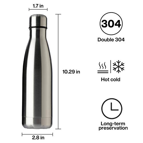 Meway 17Oz Sport Water Bottle 4 Pack Vacuum Insulated Stainless Steel Sport Water Bottle Leak-Proof Double Wall Cola Shape Water Bottle,Keep Drinks Hot & Cold (Silver,4 Pack) #TOP6
