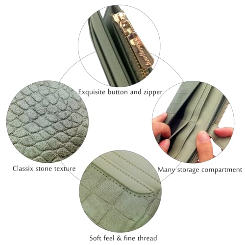 Slim Thin Women Wallet Large Capacity Long Ladies Purse Bifold Clutch Credit Card Holder 15 Card Slots 1 ID Window2