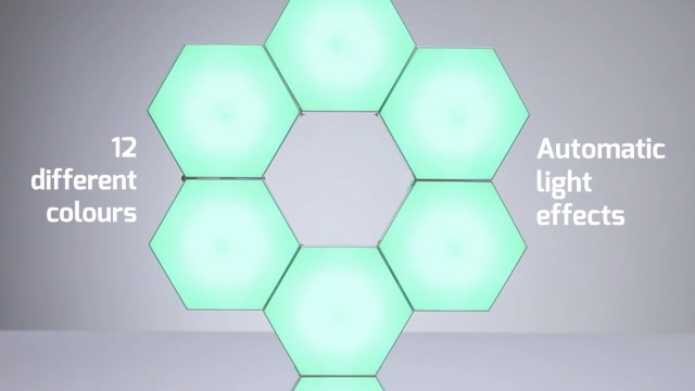 Image of Emberela HEXlights Sensory Lights for Teens - 7pk Touch Hexagon Lights, Remote Controlled - Autism-Friendly Tap Tap Wall LED Panels for Sensory Room - Table Stand Included