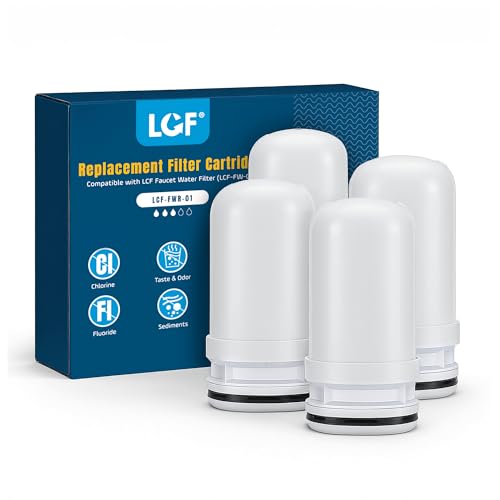 ACF Replacement Filters for LCF Faucet Mount Filter, Advanced Activated Carbon Fiber(ACF), Reduce Chlorine (taste and odor), Lead, Last Up to 6 Months (4 Pack)