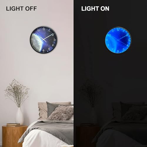 OCEST 12 Inch Night Light Wall Clock for Bedroom, Silent Battery-Operated Wall Clock Glow in The Dark for Living Room/Kitchen, Large Digital Display Kids Birthday Present-Moon