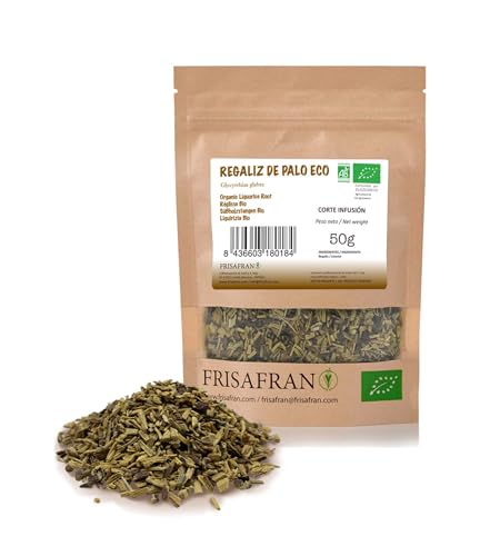 FRISAFRAN | Regaliz de palo Corte Infusion | Ecológico | Té de raíz de regaliz | infusion de regaliz | raiz de regaliz | regaliz palo | Corte Raíz de regaliz | Directamente del productor | 50g