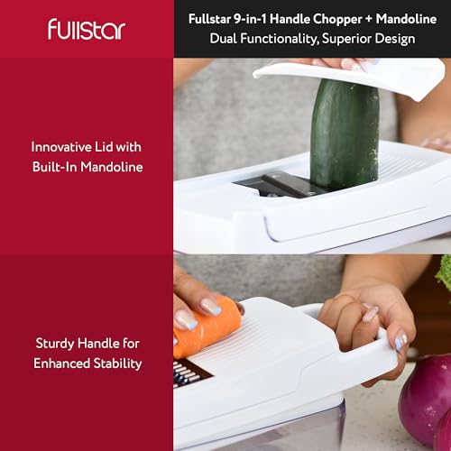 Fullstar Cortador de vegetais para cozinha com alça - Cortador de vegetais com recipiente e tampa, p