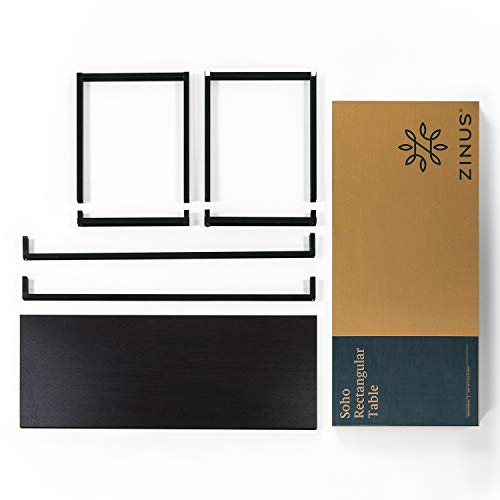 Image of Zinus Jennifer Desk Table 160 x 61 x 74 cm - Office Desk in Metal and Wood - Multipurpose Table - Dark Espresso Brown