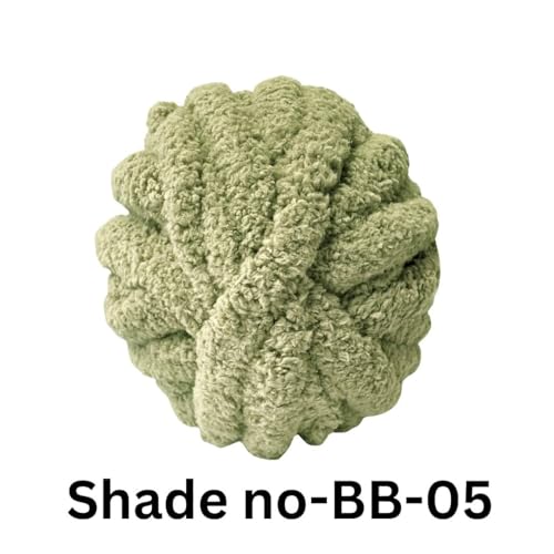 Image of VCR Olive Green Yarn, 200 Grams Big Chunky Hank, 22 Meters Length, Suitable for Knitting Blankets and Pillows, 100% Polyester Yarn Ball for Crochet DIY, Soft Threads, Pack of 1