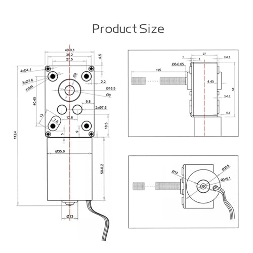 Moteur réducteur à vis sans fin 24V à couple élevé et marche inversable