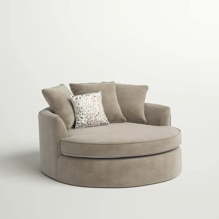 TREND CITY HANDICRAFT Barrel Chair Accent Sofa With Pillows | Round Modern Oversize Arm Chair for Bedroom, Living Room, Lounge, Hotel & Office (Coffee)-image-14