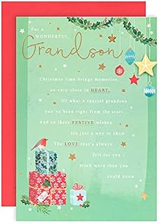 Hallmark Christmas Card for Grandson - Classic Design with Heartfelt Message