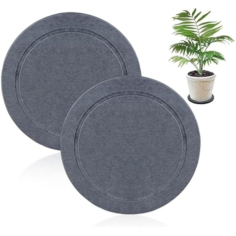 Yoanxong 2 Pack Plant Trays for Pots, 6 Inch Diatomaceous Earth Stone Plant Trays, Diatomaceous Earth Round Indoor Plant Drip Tray, Quick Drying Diatomaceous Earth Plant Dish (Grey) Cover