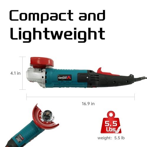 Image of Angle Grinder 4-1 /2 Inch, 10-Amp, High Power Angle Grinder Tool with Cutting & Grinding Wheels, Non-Slip and Shockproof Auxiliary Handle for Cutting, Grinding, Polishing and Rust Removal (Blue)