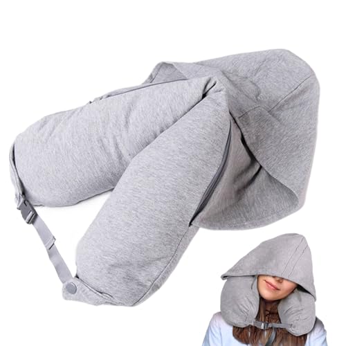 Flkiglm Almohada Cervical con Capucha | Almohada De Cuello Rellenable con Ropa,Bolsa Compacta para Rellenar en Vuelo Coche Dormir Casa