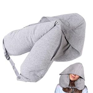 Manolyee Neck Pillow with Hood | Travel Pillow Cover Stuffable with Clothes – Soft Packable Storage Bag for Sleeping Commute Hotel Camping Plane Home