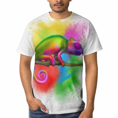 Tee Shirt Manches Courtes Homme Caméléon Coloré pour vos Sorties d'Été