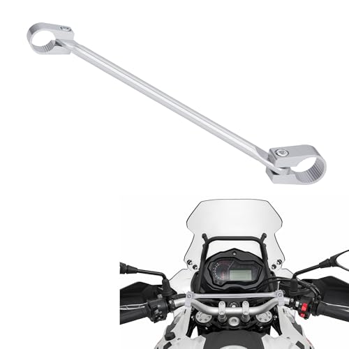 Tunejoy Barre d'equilibre Moto de 22mm Barre Transversale Guidon Moto en Aluminium Barre Renfort Moto Réglable pour Motocross Mini-moto ATV 400mm Argent
