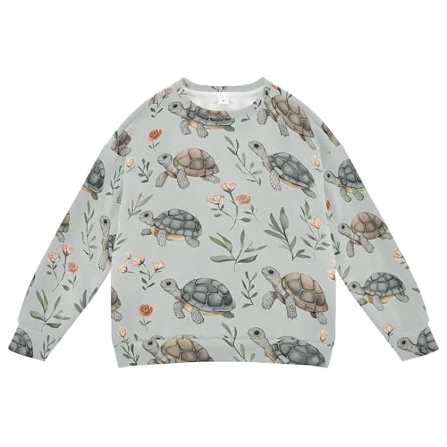 JUNZAN Sweet Water Turtle Reptile Grey Big Boys Pullover Hoodie Crewneck Boys Sweat Shirt Camping 4T