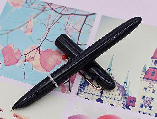 Image of KaCo RETRO Fountain Pen Hooded EF Nib Pen with Box, 2 pcs Ink Cartridges and 1 pc converter - Black Ink (Black)