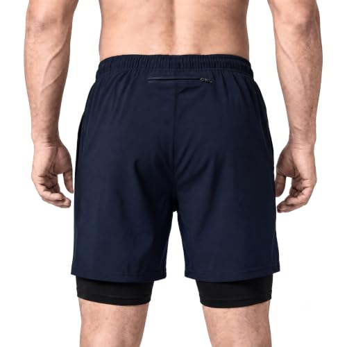Image of NEVER LOSE 2-in-1 Sports Shorts with Phone Pocket, Light Weight & Quick Dry for Gym, Running & Athletic wear Men & Women