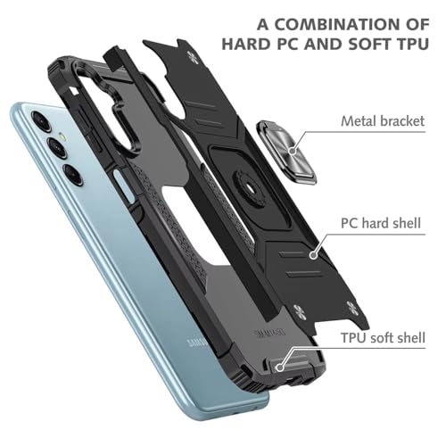 KANSi Case for Samsung Galaxy A55 5G, Tempered Glass [2 Pack] Protective Silicone TPU Shockproof Tough Armor Hard Cover - Black - Image 2