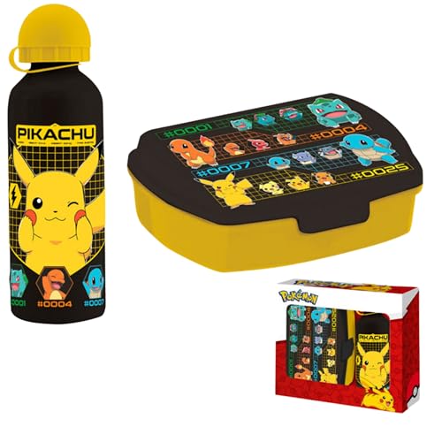 Lonchera de personajes de dibujos animados para niños con botella de agua deportiva de aluminio, caja de aperitivos de plástico para la escuela, guardería, viajes, picnic y camping, regalo de vuelta a
