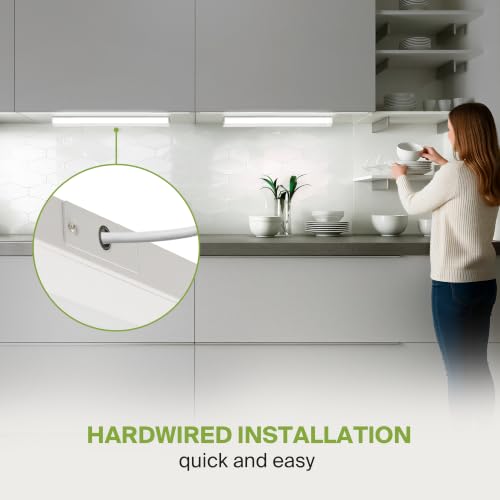 Image of ASD 12 Pack LED Under Cabinet Lighting, 32 inch 16W 1057 LM, Dimmable Hardwired Under Cabinet Lights for Kitchen, 3000K /4000K /5000K, Under Counter Light Fixtures, ETL, White, Bullnose Design