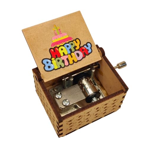 Image of Zesta Happy Birthday Musical Box Gift | Music Crank Mini Collectible for Girlfriend, Boyfriend, Husband, Wife | Unique Musical Gifts for Music Lovers | Vintage Wooden Box