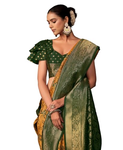 Image of EthnicJunction Women's Silk Blend floral Woven Saree With Blouse Piece | Wedding Saree