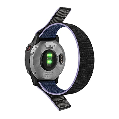 【SQHYWJ】22mm 26mm ナイロンループ交換用ベルトGarmin Fenix 8 Fenix 7x Fenix 7 Fenix 6 Fenix 5 シリーズに対応 超軽量で速乾性 通気 性 脱着簡単 簡単取り付け 男女兼用(ミッドナイトブルー 2