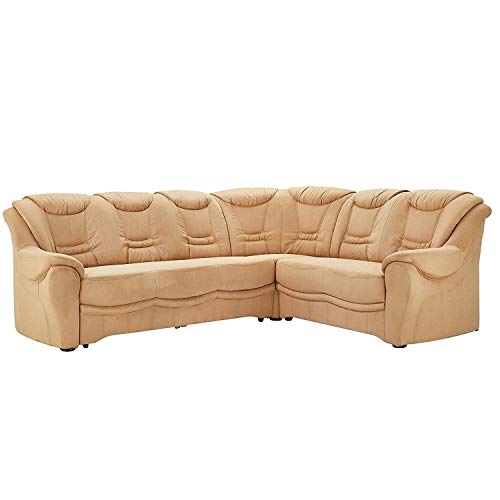 CAVADORE Bansa Canapé d'angle capitonné avec méridienne en Microfibre Marron 265 x 94 x 215 cm