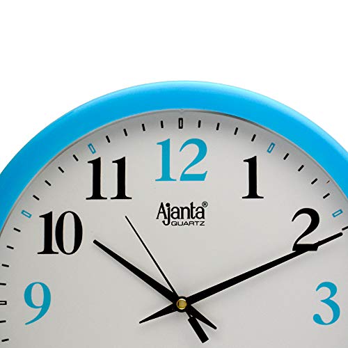 Image of Ajanta Plastic Round Wall Clock (26 cm, Blue)