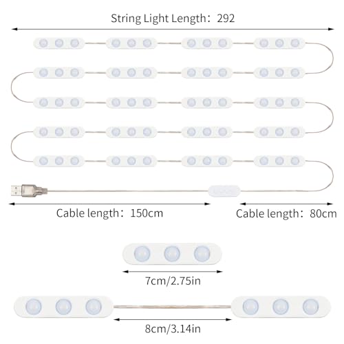 Litinliv 5M LED Vanity Mirror Light Kit, 60 Dimmable LEDs, 3 Colors Hollywood Style Dressing Table Strip, for Bathroom Makeup Vanity - Image 4