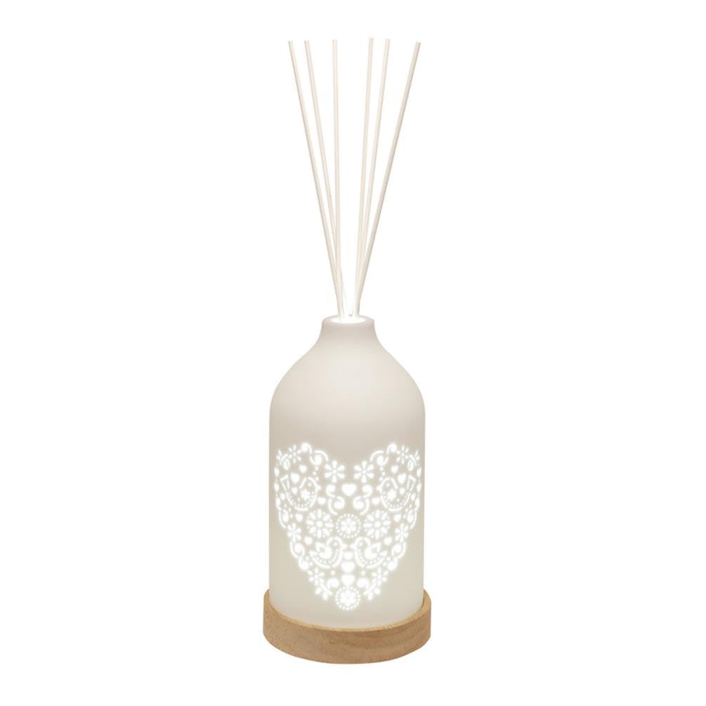Aroma Accessories Woodbridge Heart Clean Linen LED Light up Reed Diffuser