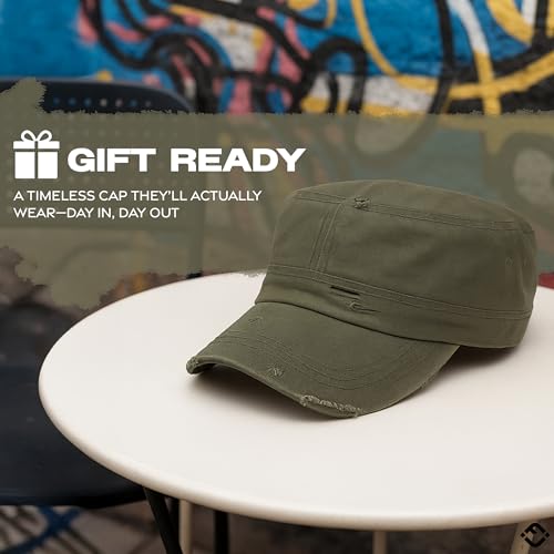 Image of Funky Junque Newsboy Hat for Women - Distressed Cadet Cap, Army Military Style Vintage Baseball Hat