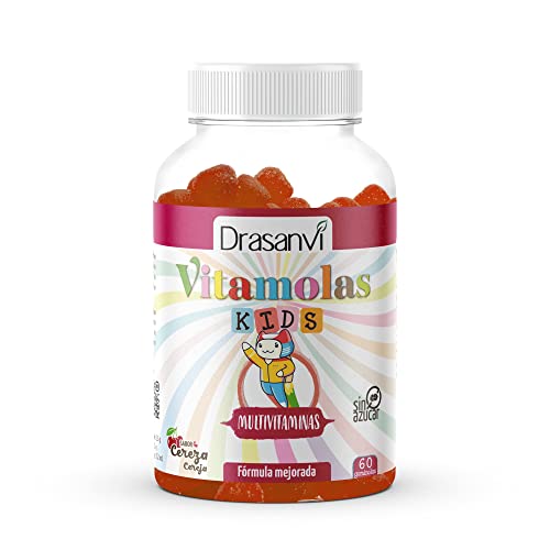 DRASANVI VITAMOLAS MULTIVITAMINAS KIDS - Vitamina C, B12, E, D3, B3, B5, B6 - SIN azúcares - VEGANO - SIN GLUTEN - 60 gominolas