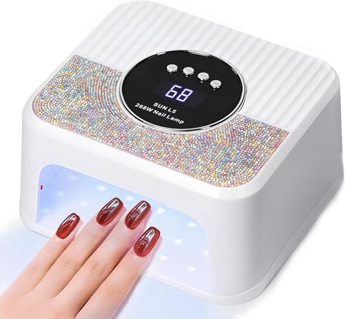 Image of COSTICA 268W UV LED Nail Lamp for Gel Polish | Professional Nail Dryer with 45 LED Beads Auto Sensor & 4 Timers | Fast Curing UV Light for Nail Art Manicure Pedicure (White,Pink) (L5 Nail Dryer)