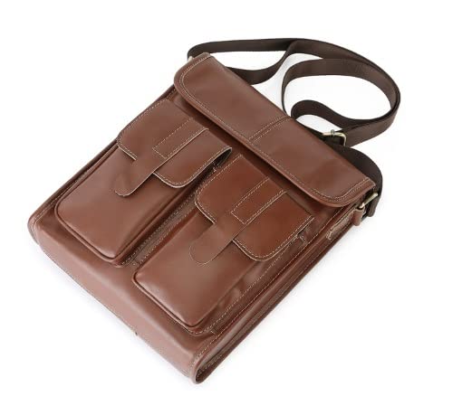 Leather Messenger Bag for Men, Waterproof Vintage Leather Laptop Briefcase, Shoulder Bag for Men (Color : Black)3