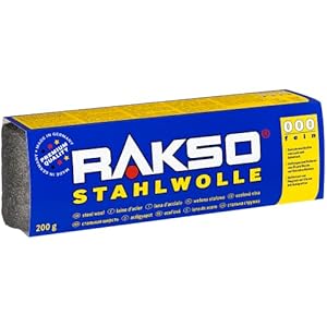 RAKSO Staalwol fijn 000 | 200 g, 1 banderol, tussenslijpen van lak, schellak, gepolijst koper, messing en olie, was op hout