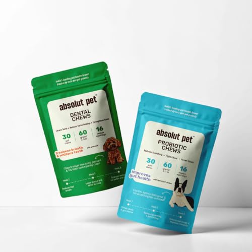 Image of Absolut Pet Dog Supplement for Oral Care, Dental Chews for Dogs that Reduces Plaque & Tartar | Freshens Breath & Supports Gum Health (Dental + Probiotic)