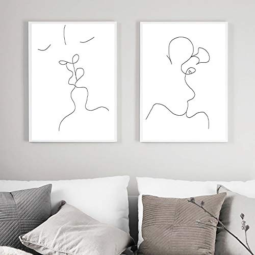 Toile peinture impression minimaliste 50x70cm lot de 2 pour transformer un mur blanc vide