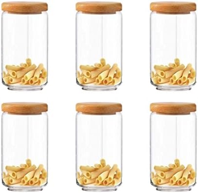 AEVLON Pop Jar Tea Sugar Home Kitchen Jar Wooden Lid ,1000 Ml Set Of 6 Pcs