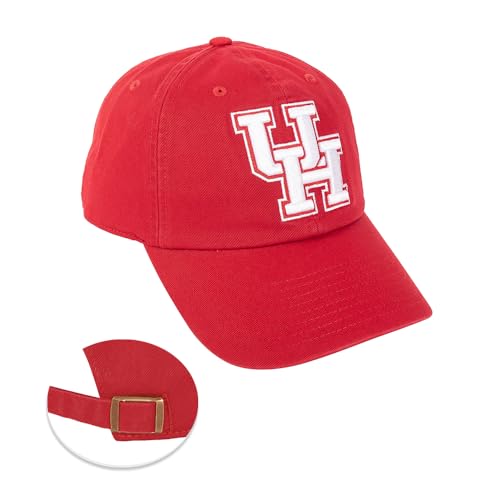 Desert Cactus University of Houston Baseball Hat Cougars UH Brimmed Embroidered Hats Cap Adjustable Cloth Strap Adult (Style 1) Red