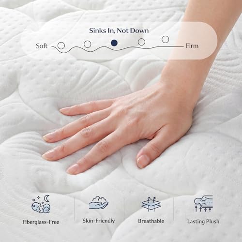 Image of Yaak Full Size Mattress 12 Inch - Cooling Hybrid Single Mattress in a Box for Back Pain Relief - Pocket Spring & Memory Foam | Fiberglass-Free, Medium Firm Feel, CertiPUR-US, 120 Nights Trial