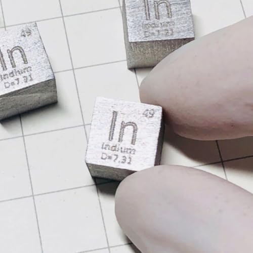 1 Piece 10mm Pure Indium Metal Cube, 99.995% High Purity Carved in, for Periodic Table Element Specimen Collection Hobby, Classroom Demo, Science Fair and Lab Experiments Project