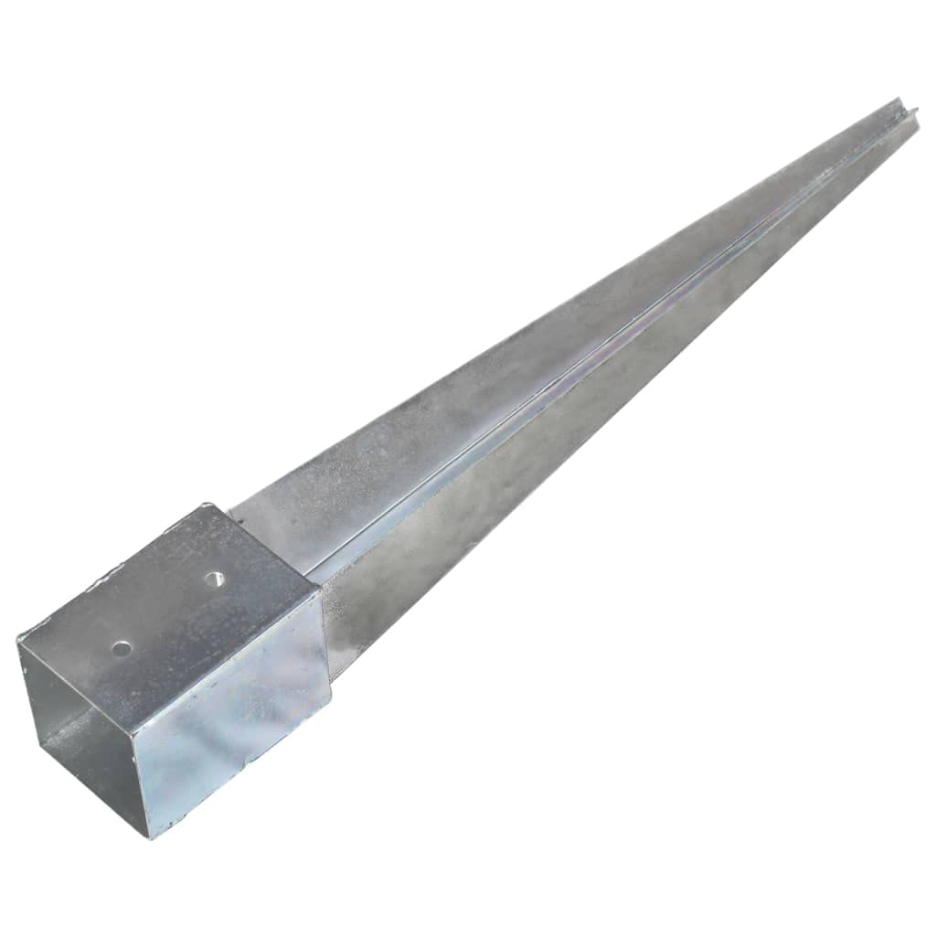 12 estacas plateadas de acero galvanizado, 10 x 10 x 76 cm, anclaje al suelo y clavo para postes de vallas, pérgola, garajes, cobertizos de jardín y anclaje seguro al aire libre