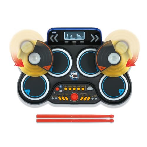 VTech Kidi DJ Drums, batería electrónica Infantil con Almohadillas Luminosas, platillos, Palillos,...